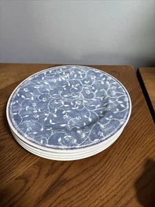 Pier 1 Salad Plate set of 5 BLUEBERRY SPRAY blue white 8.5" made in England - Picture 1 of 5