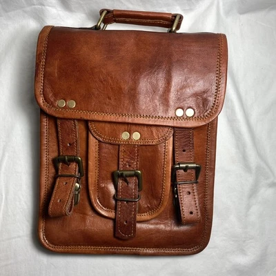 Bag Leather Messenger Shoulder Men Satchel Laptop School Briefcase New - Image 1 of 4