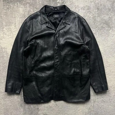 Vintage Reiss Mid Length Black Leather Jacket XL Mens - Image 1 of 4