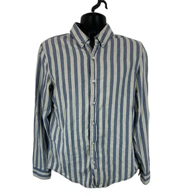 Hawkings McGill Striped Longsleeve Shirt Size Medium Blue / White Cotton Preppy - Image 1 of 4