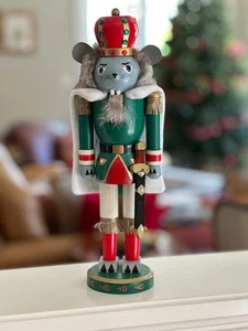 Vintage Nutcracker 14” Solid Wood Mouse King with Sword and Cape - Picture 1 of 4