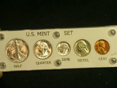 1946 S Brilliant Uncirculated Coin Denver Set  -   White Capital Holder - Image 1 of 4