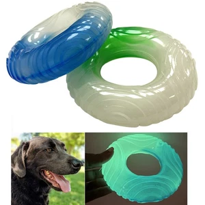 1 Donut Dog Toy Pet Glow Dark Aggressive Chewer Fetch Squeaky Durable Rubber - Picture 1 of 1