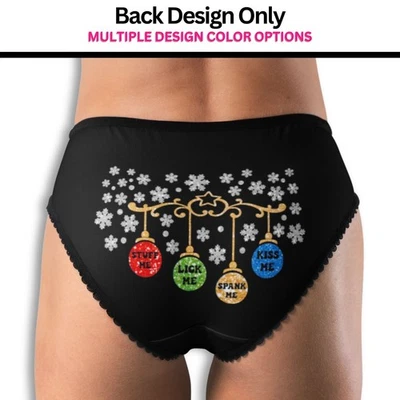 Funny Glitter Christmas Hipster Panties “Stuff Me Lick Me Spank Me Kiss Me” - Image 1 of 4