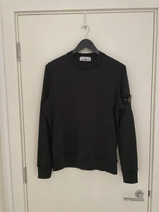 Stone Island Black Cotton Crewneck Garment Dyed Sweatshirt Size Small - Picture 1 of 1