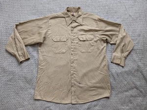 Vintage Big Ben Shirt Mens Medium Khaki Workwear Button Up Wrangler Western 70s - Picture 1 of 15