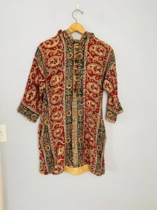Vintage 1970s Karavan Hooded Tunic Top, Size Small, Made in Pakistan, Paisley Pr - Picture 1 of 9