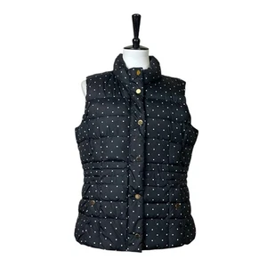 Charter Club Vest Quilted Puffer Snap Closure Black Polka Dot Women’s Size PXL - Picture 1 of 11