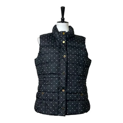 Charter Club Vest Quilted Puffer Snap Closure Black Polka Dot Women’s Size PXL - Image 1 of 4