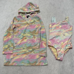 Lands End Girl's Size 3/ 4 Hooded Swim Cover Up and Swim Suit - Picture 1 of 2