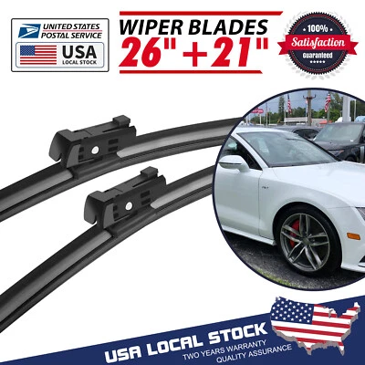 Front Windshield Wiper Blades Pair 26"+21" All Season For AUDI A6 QUATTRO 12-18 - Изображение 1 из 4