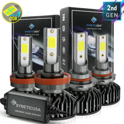 Syneticusa 9005+H11 LED Headlight Combo Kit White Light Bulb 12000lm Hi Low Beam - Image 1 of 4