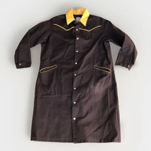 Peg Asus Canvas Long Duster Trench Coat Corduroy Trim Horse L University Wyo - Picture 1 of 11