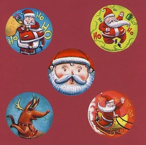 75 Christmas Whimsy - Santa Claus - Winter Holiday -Large Stickers - Party Favor - Picture 1 of 1