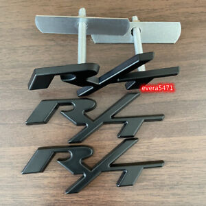 3X OEM For RT Front Grill Emblems R/T Badge Side Fender Matt Black Car Sticker