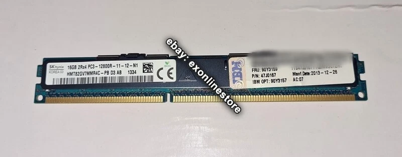 90Y3157 - 16 GB (Dual-Rank x4) 1.5 V PC3-12800 CL11 ECC DDR3 1600 MHz 90Y3159 - Image 1 of 1