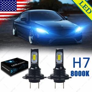 For Mercedes-Benz C250 C300 C350 8000K H7 LED Headlights High-Low Beam Bulbs 2pc - Picture 1 of 12