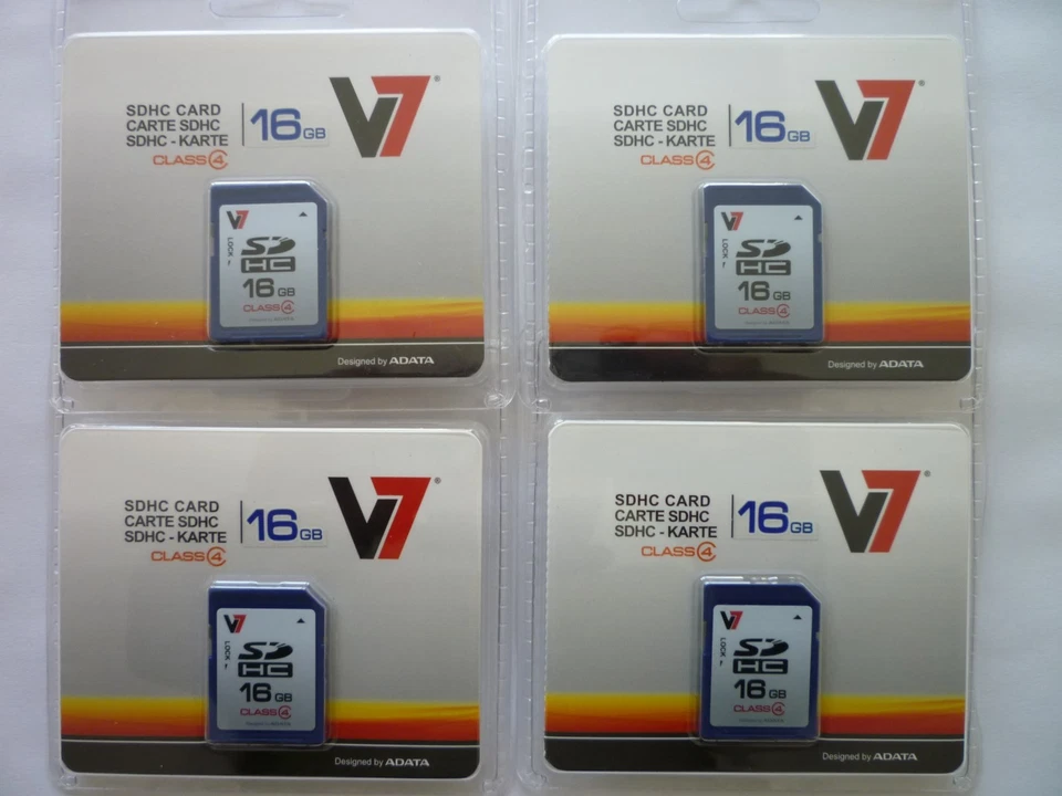 4 x V7 16GB SDHC Class 4 VASDH16GCL4R - NEW!! - Image 1 of 2