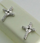 New Crosses 925 solid STERLING SILVER CLEAR Cz STUD Earrings Size: 10x86MM