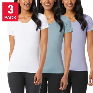 NEW 32 DEGREES COOL 3 PK WHITE/TEAL/LAVENDER SHORT SLEEVE TOP SZ M #258B - Picture 1 of 4