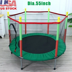 55 In Trampoline for Kids W/ Safety Enclosure, Jumping Mat,Sports Outdoor Indoor - Picture 1 of 8