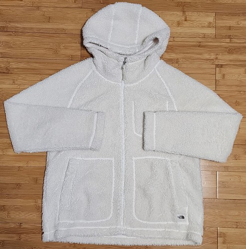 OFF WHITE Giacca NORTH FACE donna taglia M Ridge pile profondo pile felpa zip intera cappuccio bianco sporco