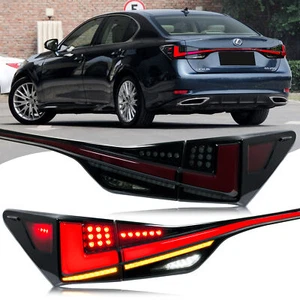 LED Tail Lights for Lexus GS350 GS200t GSF 2012-2020 Animation Black Rear Lamps - Picture 1 of 5