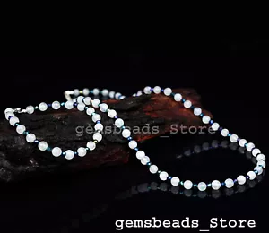 "Pietra di luna arcobaleno + arcobaleno spinello mistico A + pietra preziosa argento sterling 18" - Foto 1 di 7