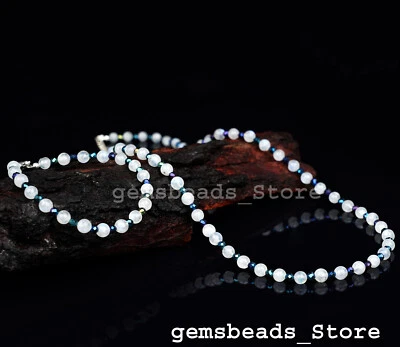 Collana in argento sterling con pietra di luna arcobaleno + spinello mistico ... - Immagine 1 di 4