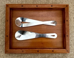 Vintage Pair Of Stelton, Ribbon, Salad Servers, Murken-Hansen, Polished SS - Picture 1 of 4