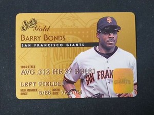 1995 Studio Gold BARRY BONDS Credit Card #7 San Francisco Giants *CT24