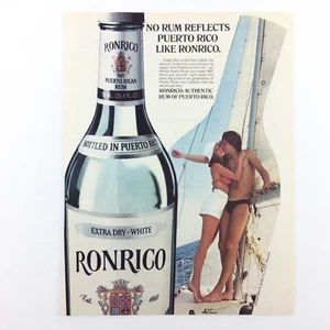 RONICO Rum VINTAGE DRUCKANZEIGE Puerto Rico Segelboot Yacht Paar Liebhaber - Bild 1 von 1