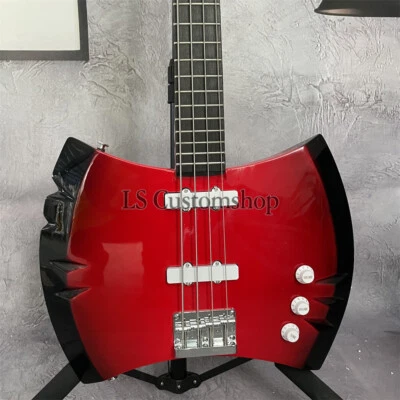 Axe Shape Electric Bass Guitar Marceline 4 String Red Double Edged Axe Bass - Image 1 of 4