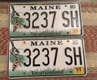 Paire ensemble de plaques d'immatriculation Maine "Vacationland" étiquette # 3237 SH expirée déc 2011