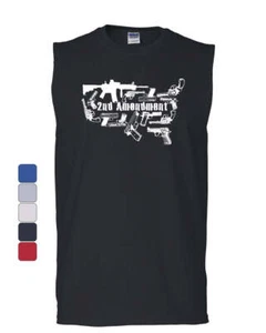 2nd Amendment US Silhouette Muscle Shirt Right to Bear Arms 2A Guns Sleeveless - Picture 1 of 6