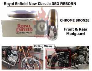 Royal Enfield "Nuevo Clásico 350 REBORN" "Guardabarros delantero y trasero cromo bronce" - Imagen 1 de 9