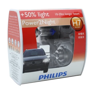 Philips 12972GTS2 H7 Plus 50 12V 55W Power 2 Night Head Lamp Globes Pair - Picture 1 of 5