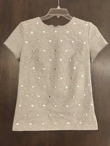 MICHAEL KORS Ponte-Top Damen S grau und silber Nieten Kurzarm Rundhalsausschnitt - Bild 1 von 8