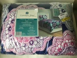 Comfort Bay 2 Piece Reversible Contemporary Mult-Color Twin Comforter Set - Picture 1 of 2
