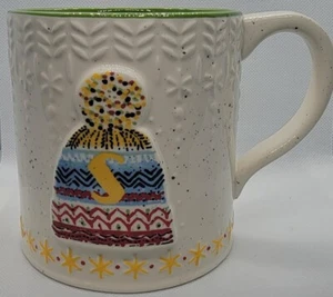 Anthropologie gebündelt Monogramm Buchstabe S Kaffeebecher Tasse Urlaub Wintermütze - Bild 1 von 8