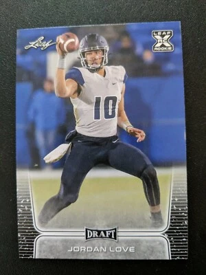 2020 JORDAN LOVE - LEAF DRAFT BASE QUATERBACK ROOKIE CARD UTAH ST AGGIES! - Image 1 of 2