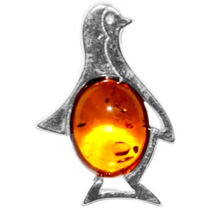 Auténtico pingüino ámbar báltico 925 joyería N-A699 - Imagen 1 de 1