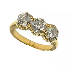 1.50cts ttw Old European Cut Diamond Vintage Style Three Stone Ring - Picture 1 of 4