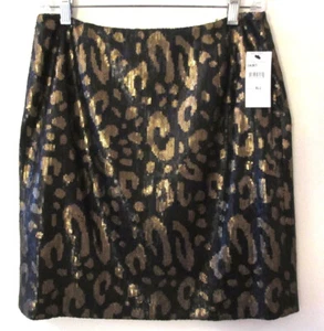 Minifalda TAHARI negra dorada lentejuelas estampado animal 6 NUEVA - Imagen 1 de 9