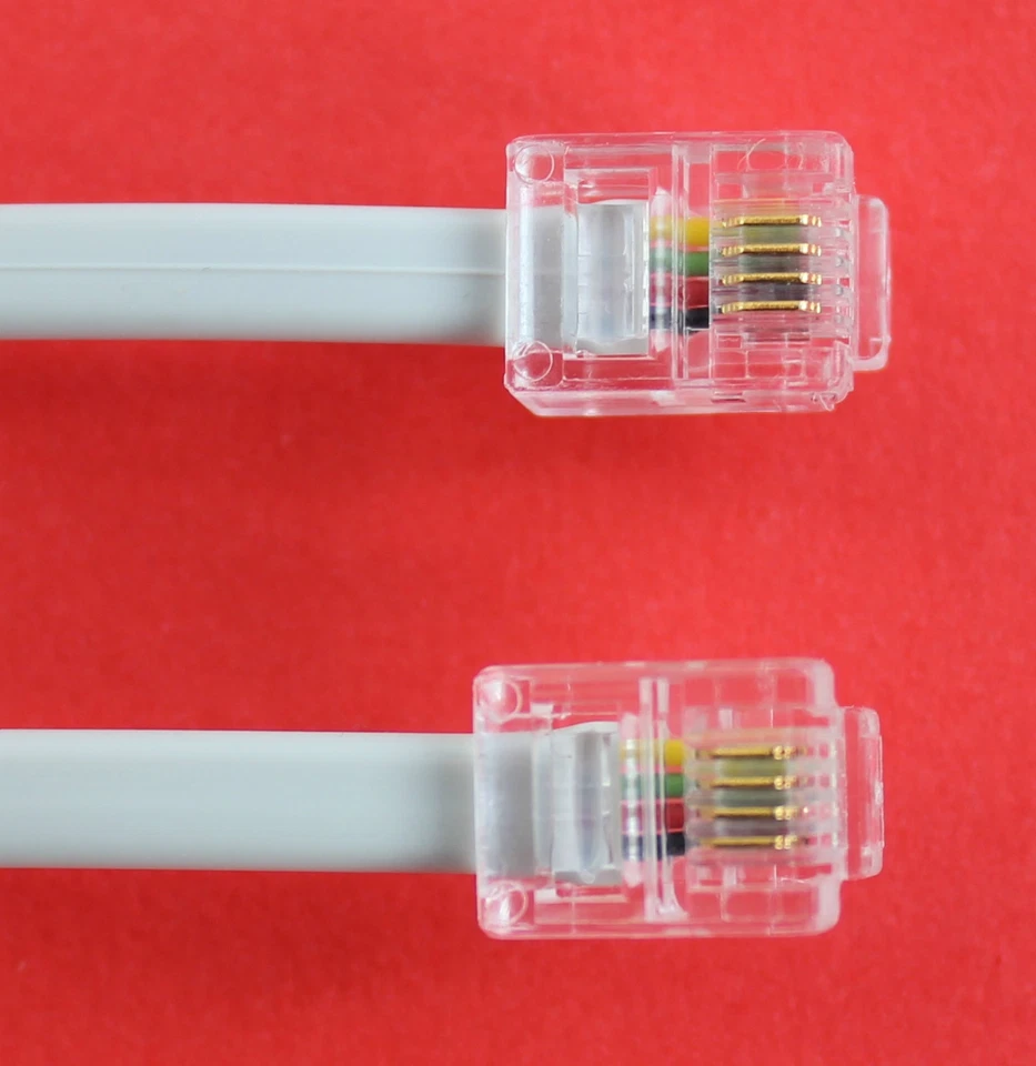 RJ11 auf RJ11 "4M" ADSL 4-adrig Breitbandkabel grau für Router auf ADSL Filter - Bild 1 von 1