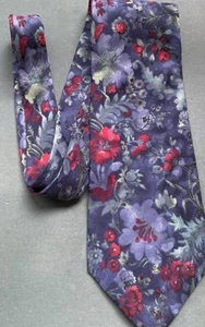 Men’s Alessandro Magno Tie, Pure Silk, Blue, Red, Teal Floral / Pattern Design - Picture 1 of 4