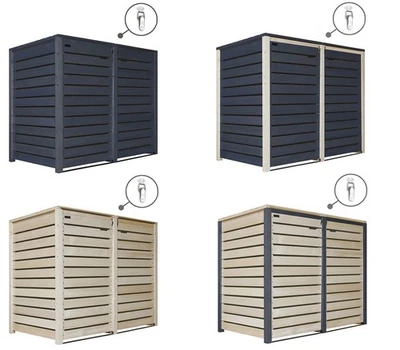 Mülltonnenbox Mülltonnenverkleidung Holz bis 240L mit Rückwand   - Bild 1 von 3