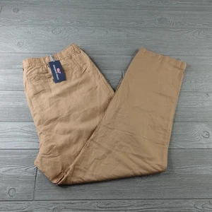 Vineyard Vines Pants Mens XL Khaki Linen Cotton Pull-On Pleat Straight Leg NWT - Picture 1 of 7