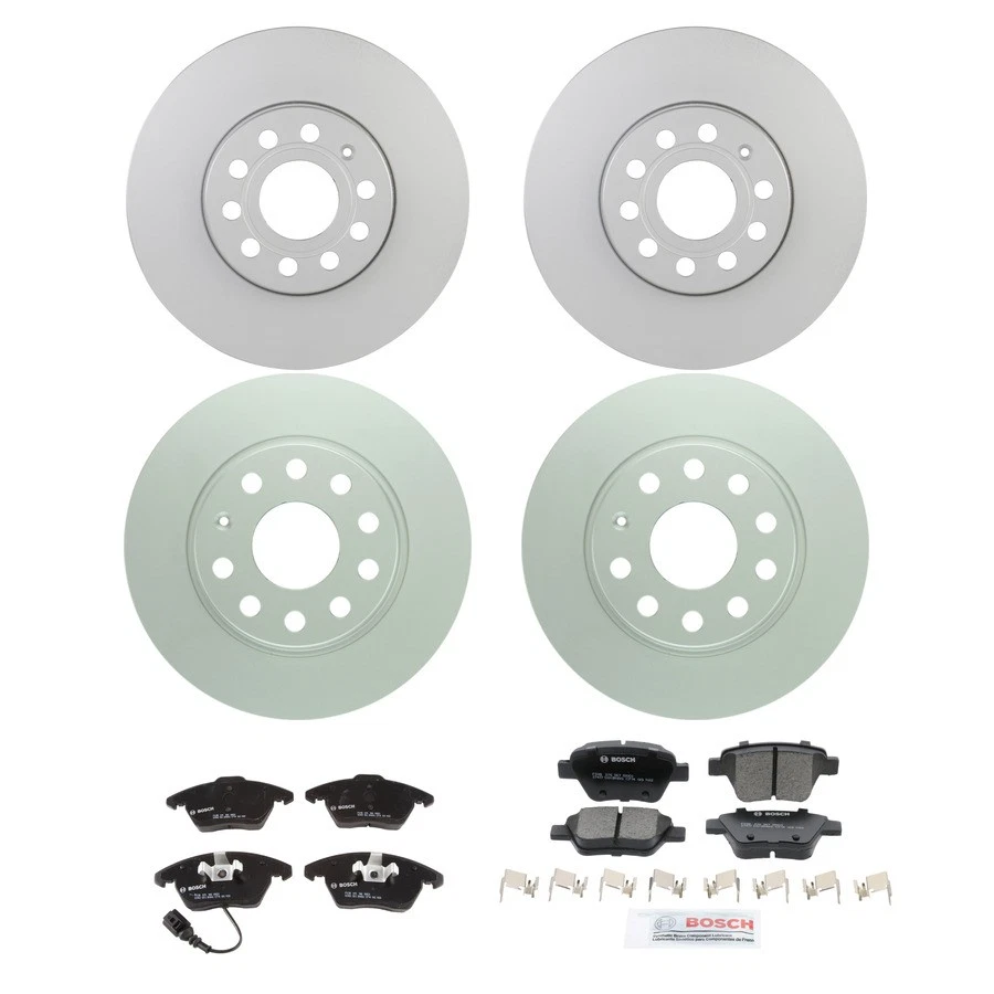 Комплект керамических тормозных колодок и ротора Bosch QuietCast для Volkswagen Jetta Golf 10–14 годов выпуска - Изображение 1 из 4