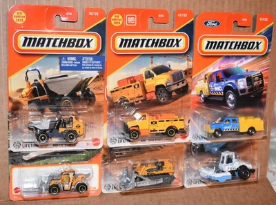 Matchbox CONSTRUCTION SET ROAD ROLLER, GROUND BREAKER, GMC 3500  LOT OF 6 NEW - Image 1 of 4